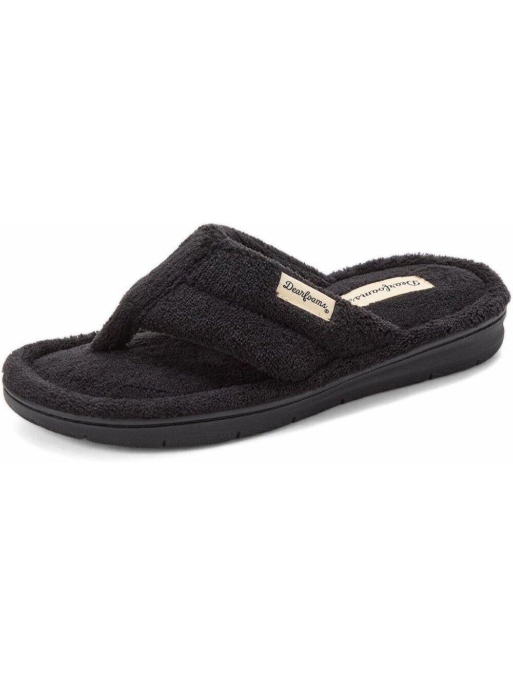 Women's Black Melanie Colorblocked Microfiber Terry Thong Cloth Slipper Shoes